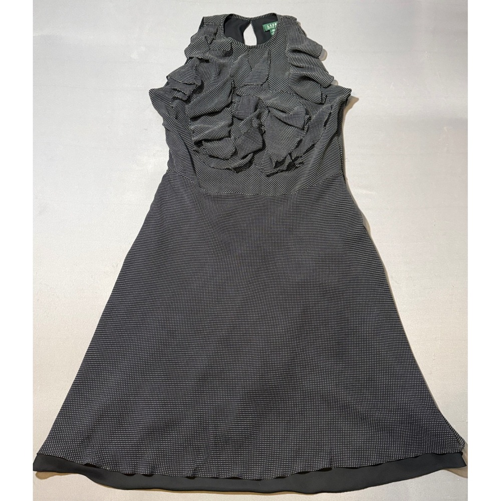 Lauren Ralph Lauren Black Ruffle-Front Sleeveless Midi Dress